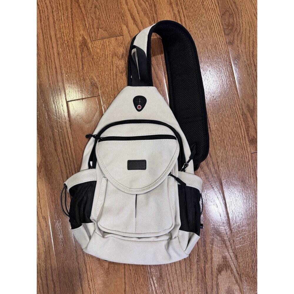 Minimalist White and Black Crossbody Sling Bag